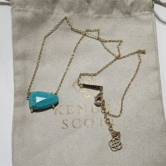 KENDRA SCOTT Isla Turquoise Magnesite Pendant Necklace gold Plated - Picture 1 of 8